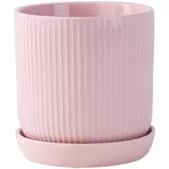 PHG 9"x9.5" Fluted Cylinder Planter Baby Pink 4/CS