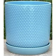 PHG 11"x11.5" Dotted Cylinder Planter Pastel Light Blue 2/CS