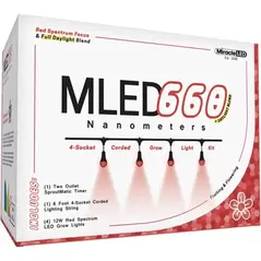 Miracle LED Nanometer 660 LED Grow Light Kit - 4-Socket 6-Foot - Uitra Grow Lite - Red Spectrum Grow Bulbs