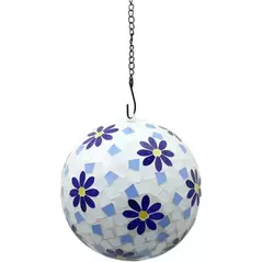 VCS 8" Blue Flower Glass Globe