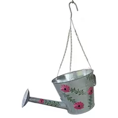 VCS 10" Hanging Watering Can Planter Handpainted Floral