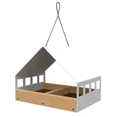 Woodlink Nordic Fly-thru Platform Feeder with Teak Finish White Metal Roof