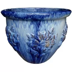 MCarr 5pc Hibiscus Flat Rim Round Planter Falling Blue