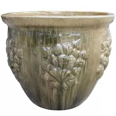 MCarr 5pc Hibiscus Flat Rim Round Planter Jungle Rain