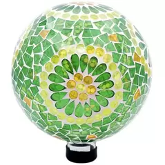 Gardener Select 10" Green Collage Glass Mosaic Garden Globe