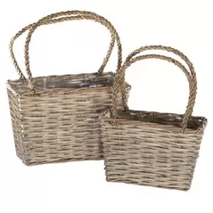 Gardener Select 2pc Willow Purse Flower Basket Planter 12/CS