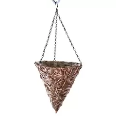 Gardener Select 12" Hanging Basket Cone Brown Wicker 3 Strand Hanger 6/CS
