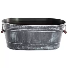 Gardener Select 17.3" Oval Planter with Handle Antique Black 17.3"x9.5"x7" 6/CS