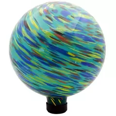 Gardener Select 10" Blue Green Swirl Planet Glass Garden Globe