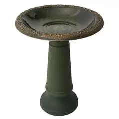 Algreen 20"x20"x20" Plastic/ Stone Composite Birdbath Green