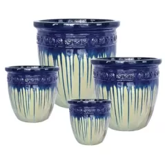 MCarr 16PC Round Planter Plt Light Blue Yel Cream