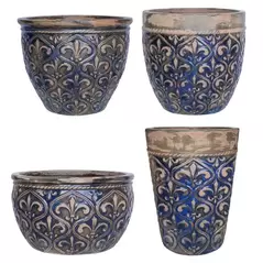 MCarr 26pc Fleur De Lis Planter Pallet Antique Blue