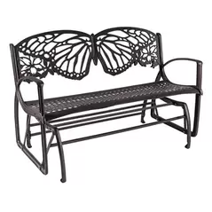 Painted Sky Glider Bench Butterfly Iron