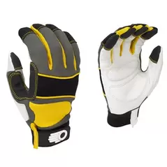 BGC Mens Performance Glove L Grey Black Yellow With White Palm