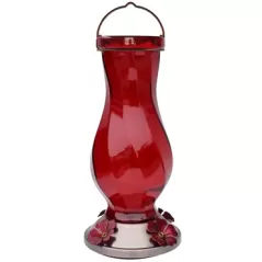 Friends of Flight 29oz Red Twisted Glass Hummingbird Feeder with Copper Metal Base