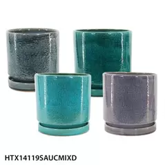 MCarr 18PC Round Cache Pot W/Saucer Mix Colors