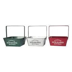 Panacea Sq Herb Planters With Handles Assorted Colors