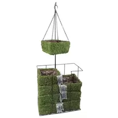 SuperMoss 12" Mossweave Square Hanging Basket Wicker Rim