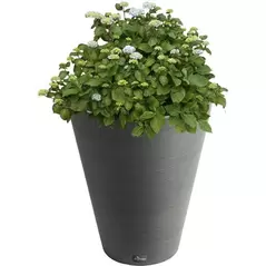 Algreen 15" D x 18.5" H Round Ribbed Planter Charcoal