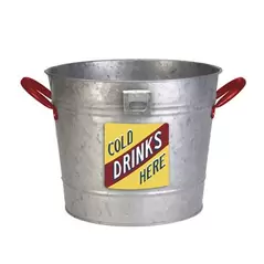 Panacea Vintage Galvanized Ice Bucket/Planter With Bottle Opener