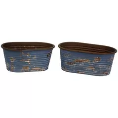 WSP Tubs Oval Set Of 2 Distressed Blue