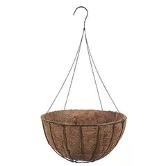 WSP 12" Wire Grow Basket With Coco Liner & 4 Leg Wire Hanger Black