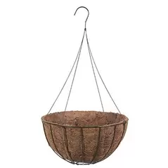 WSP 14" Wire Grow Basket With Coco Liner & 4 Leg Wire Hanger Black