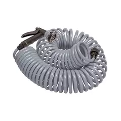 Orbit 50' Coil Hose with Nozzle Grey