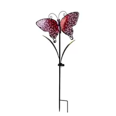Moonrays Solar Metal/Glass Butterfly Red