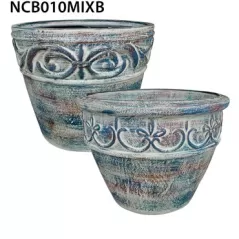 MCarr 27PC Leaf Planter Plt Blue Mexican Wash