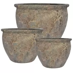 MCarr 16pc Large Round Planter Pallet Full Volcanic Brown
