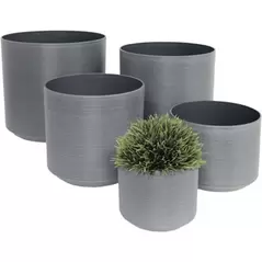 Algreen 5pc Set Cylinder Brushed Gray 5.5" 7.2" 8.3" 11" & 12.6"