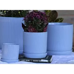 PHG 9"x9.5" Fluted Cylinder Planter Lavender 4/CS