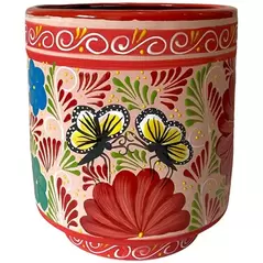 Talavera 9.5" Bella Especial Tall Cylinder Red