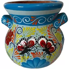 Talavera Bella Especial Moreliana Pot Lite Blue