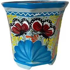 Talavera 12" Bella Especial Octagonal Pot Lite Blue