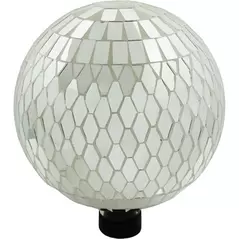 VCS 10" Silver Mirror Tile Glass Globe w/ Hanging Chain