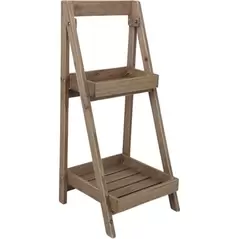 VCS 27" Brown Wood Step Plant Stand