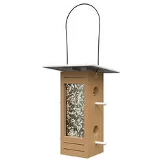Woodlink Nordic Tall Hopper Feeder with Teak Finish White Metal Roof