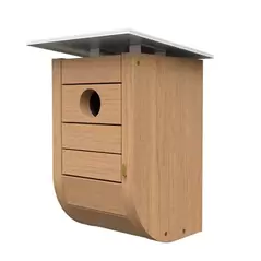 Woodlink Nordic Modern Bluebird House with Teak Finish White Metal Roof