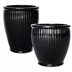 MCarr 30pc Ribbed Round Planter Pallet Glossy Black