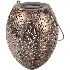 E-V Rose Silhouette Bronze Solar Lantern
