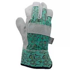 SWI Mud M/ L Womens Split Leather Palm Teal Floral