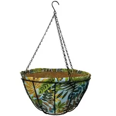 Gardener Select 14" Hanging Basket Green Light Blue Fabric Color with Coco Liner 6/CS