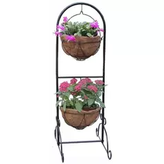 Gardener Select 42" Black 2 Basket Wire Patio Planter 4/CS