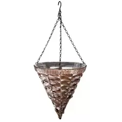 Gardener Select 12" Hanging Basket Cone Coffee Wicker 3 Strand Hanger 6/CS