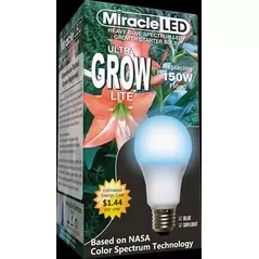 Miracle LED Commercial Hydroponic Ultra Grow Lite, Replaces up to 150W, Blue Spectrum LED Grow Bulb for Seed Starting