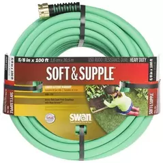 Swan 5/8"x100' Soft & Supple Hose Reinforced Rubber/Vinyl Garden Hose