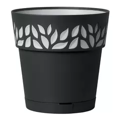 Deroma 9.8" Leaf Pot Premium Plastic Anthracite