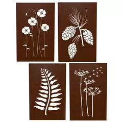 Panacea 11x17" Engraved Rust Botanic Wall Decor